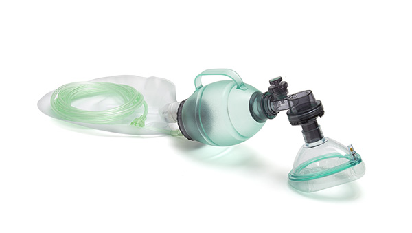 Sistema de resucitación manual, bolsa de 550ml con válvula de descompresión (40cm H2O), pediátrico, mascarilla tamaño 3