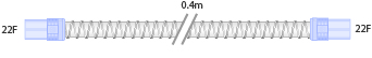 15mm Smoothbore tube with soft end connectors, 22F-22F, 0.4m